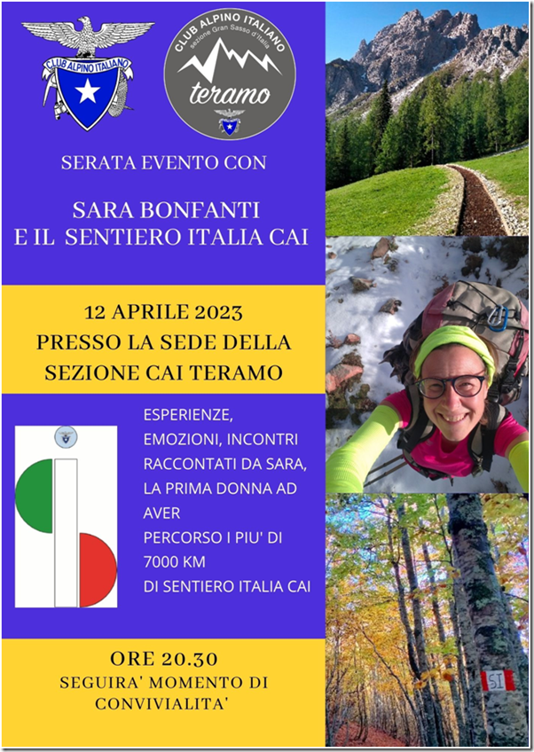 Sara Bonfanti e il Sentiero Italia CAI. 12 aprile 2023, 20:30, CAI Teramo
